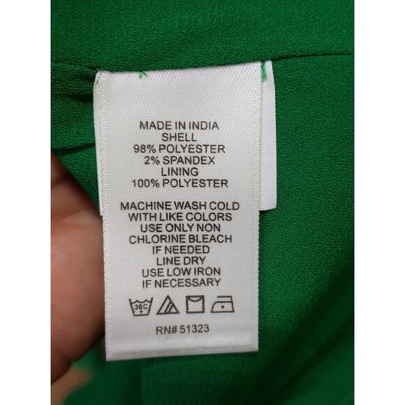 CeCe Womens Green Polyester Tie V Neck Short Sleeve Knee Length A Line Dress XL - Picture 9 of 14